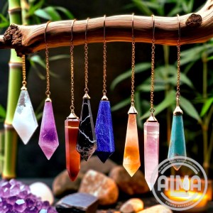 Conjunto de péndulos minerales portada con logo